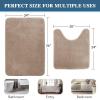 imageHVERSAILTEX Bath Mat Memory Foam Set Bathroom Rug Set Flannel Velvety Bath Mat Luxury Extra Soft and Absorbent Non Slip Rugs for BathroomBedroom Washable2 Pack 20quotx 32quot 17quotx 24quot GreyTaupe