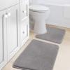 imageHVERSAILTEX Bath Mat Memory Foam Set Bathroom Rug Set Flannel Velvety Bath Mat Luxury Extra Soft and Absorbent Non Slip Rugs for BathroomBedroom Washable2 Pack 20quotx 32quot 17quotx 24quot GreyGrey