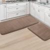 imageHVERSAILTEX Bath Mat Memory Foam Set Bathroom Rug Set Flannel Velvety Bath Mat Luxury Extra Soft and Absorbent Non Slip Rugs for BathroomBedroom Washable2 Pack 20quotx 32quot 17quotx 24quot GreyTaupe