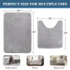 imageHVERSAILTEX Bath Mat Memory Foam Set Bathroom Rug Set Flannel Velvety Bath Mat Luxury Extra Soft and Absorbent Non Slip Rugs for BathroomBedroom Washable2 Pack 20quotx 32quot 17quotx 24quot GreyGrey