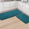imageHVERSAILTEX Bath Mat Memory Foam Set Bathroom Rug Set Flannel Velvety Bath Mat Luxury Extra Soft and Absorbent Non Slip Rugs for BathroomBedroom Washable2 Pack 20quotx 32quot 17quotx 24quot GreyDark Teal