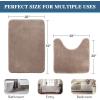 imageHVERSAILTEX Bath Mat Memory Foam Set Bathroom Rug Set Flannel Velvety Bath Mat Luxury Extra Soft and Absorbent Non Slip Rugs for BathroomBedroom Washable2 Pack 20quotx 32quot 17quotx 24quot GreyTaupe