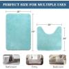 imageHVERSAILTEX Bath Mat Memory Foam Set Bathroom Rug Set Flannel Velvety Bath Mat Luxury Extra Soft and Absorbent Non Slip Rugs for BathroomBedroom Washable2 Pack 20quotx 32quot 17quotx 24quot GreyEggshell Blue