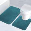 imageHVERSAILTEX Bath Mat Memory Foam Set Bathroom Rug Set Flannel Velvety Bath Mat Luxury Extra Soft and Absorbent Non Slip Rugs for BathroomBedroom Washable2 Pack 20quotx 32quot 17quotx 24quot GreyDark Teal