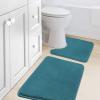 imageHVERSAILTEX Bath Mat Memory Foam Set Bathroom Rug Set Flannel Velvety Bath Mat Luxury Extra Soft and Absorbent Non Slip Rugs for BathroomBedroom Washable2 Pack 20quotx 32quot 17quotx 24quot GreyDark Teal