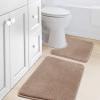 imageHVERSAILTEX Bath Mat Memory Foam Set Bathroom Rug Set Flannel Velvety Bath Mat Luxury Extra Soft and Absorbent Non Slip Rugs for BathroomBedroom Washable2 Pack 20quotx 32quot 17quotx 24quot GreyTaupe