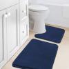 imageHVERSAILTEX Bath Mat Memory Foam Set Bathroom Rug Set Flannel Velvety Bath Mat Luxury Extra Soft and Absorbent Non Slip Rugs for BathroomBedroom Washable2 Pack 20quotx 32quot 17quotx 24quot GreyNavy