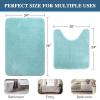 imageHVERSAILTEX Bath Mat Memory Foam Set Bathroom Rug Set Flannel Velvety Bath Mat Luxury Extra Soft and Absorbent Non Slip Rugs for BathroomBedroom Washable2 Pack 20quotx 32quot 17quotx 24quot GreyEggshell Blue