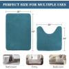 imageHVERSAILTEX Bath Mat Memory Foam Set Bathroom Rug Set Flannel Velvety Bath Mat Luxury Extra Soft and Absorbent Non Slip Rugs for BathroomBedroom Washable2 Pack 20quotx 32quot 17quotx 24quot GreyDark Teal