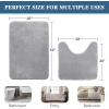 imageHVERSAILTEX Bath Mat Memory Foam Set Bathroom Rug Set Flannel Velvety Bath Mat Luxury Extra Soft and Absorbent Non Slip Rugs for BathroomBedroom Washable2 Pack 20quotx 32quot 17quotx 24quot GreyGrey