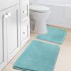 imageHVERSAILTEX Bath Mat Memory Foam Set Bathroom Rug Set Flannel Velvety Bath Mat Luxury Extra Soft and Absorbent Non Slip Rugs for BathroomBedroom Washable2 Pack 20quotx 32quot 17quotx 24quot GreyEggshell Blue