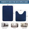 imageHVERSAILTEX Bath Mat Memory Foam Set Bathroom Rug Set Flannel Velvety Bath Mat Luxury Extra Soft and Absorbent Non Slip Rugs for BathroomBedroom Washable2 Pack 20quotx 32quot 17quotx 24quot GreyNavy