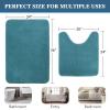 imageHVERSAILTEX Bath Mat Memory Foam Set Bathroom Rug Set Flannel Velvety Bath Mat Luxury Extra Soft and Absorbent Non Slip Rugs for BathroomBedroom Washable2 Pack 20quotx 32quot 17quotx 24quot GreyDark Teal
