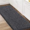 imageHVERSAILTEX Bath Mat for Bathroom Non Slip Chenille 20x32 Extra Soft and Absorbent Shaggy Rug Washable Dry Fast Plush Area Carpet Mat for Tub  Dark TealGrey