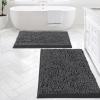 imageHVERSAILTEX Bath Mat for Bathroom Non Slip Chenille 20x32 Extra Soft and Absorbent Shaggy Rug Washable Dry Fast Plush Area Carpet Mat for Tub  Dark TealGrey