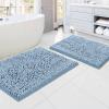 imageHVERSAILTEX Bath Mat for Bathroom Non Slip Chenille 20x32 Extra Soft and Absorbent Shaggy Rug Washable Dry Fast Plush Area Carpet Mat for Tub  Dark TealCool Blue