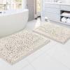 imageHVERSAILTEX Bath Mat for Bathroom Non Slip Chenille 20x32 Extra Soft and Absorbent Shaggy Rug Washable Dry Fast Plush Area Carpet Mat for Tub  Dark TealIvory