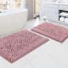 imageHVERSAILTEX Bath Mat for Bathroom Non Slip Chenille 20x32 Extra Soft and Absorbent Shaggy Rug Washable Dry Fast Plush Area Carpet Mat for Tub  Dark TealCoral Pink