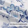 imageHVERSAILTEX Blackout Tie Up Curtain for Windows 63 Inch Length Thermal Insulated Adjustable Kitchen Tie Up Balloon Rod Pocket Floral Printed Panel  42x63  Brown and Blue PatternFloral in Blue and White