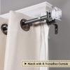 imageHVERSAILTEX Double Curtain Rod Set for Windows Decorative Drapery Rods Adjustable Length from 66 to 120 Inch 34 Inch Diameter Acrylic Square Finials Pewter