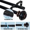 imageHVERSAILTEX Elegant Window Treatment Telescoping Double Curtain Rod Set with Classic Cap 34Inch Diameter Adjusts from 66 to 120 Inches BlackBlack