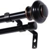 imageHVERSAILTEX Elegant Window Treatment Telescoping Double Curtain Rod Set with Classic Cap 34Inch Diameter Adjusts from 66 to 120 Inches BlackBlack