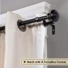 imageHVERSAILTEX Elegant Window Treatment Telescoping Double Curtain Rod Set with Classic Cap 34Inch Diameter Adjusts from 66 to 120 Inches BlackBlack