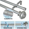 imageHVERSAILTEX Elegant Window Treatment Telescoping Double Curtain Rod Set with Classic Cap 34Inch Diameter Adjusts from 66 to 120 Inches BlackGoldish Nickel