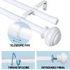 imageHVERSAILTEX Elegant Window Treatment Telescoping Double Curtain Rod Set with Classic Cap 34Inch Diameter Adjusts from 66 to 120 Inches BlackWhite