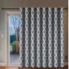 imageHVERSAILTEX Extra Wide Blackout Curtain 100x84 Inches Thermal Insulated Curtain for Sliding Glass Door Grommet Top Patio Door Curtain  Moroccan Tile Quatrefoil Pattern Teal and WhiteGrey  White