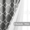 imageHVERSAILTEX Extra Wide Blackout Curtain 100x84 Inches Thermal Insulated Curtain for Sliding Glass Door Grommet Top Patio Door Curtain  Moroccan Tile Quatrefoil Pattern Teal and WhiteDove  White