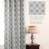 imageHVERSAILTEX Extra Wide Blackout Curtain 100x84 Inches Thermal Insulated Curtain for Sliding Glass Door Grommet Top Patio Door Curtain  Moroccan Tile Quatrefoil Pattern Teal and WhiteDove  White