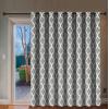 imageHVERSAILTEX Extra Wide Blackout Curtain 100x84 Inches Thermal Insulated Curtain for Sliding Glass Door Grommet Top Patio Door Curtain  Moroccan Tile Quatrefoil Pattern Teal and WhiteDove  White