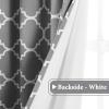imageHVERSAILTEX Extra Wide Blackout Curtain 100x84 Inches Thermal Insulated Curtain for Sliding Glass Door Grommet Top Patio Door Curtain  Moroccan Tile Quatrefoil Pattern Teal and WhiteGrey  White