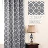 imageHVERSAILTEX Extra Wide Blackout Curtain 100x84 Inches Thermal Insulated Curtain for Sliding Glass Door Grommet Top Patio Door Curtain  Moroccan Tile Quatrefoil Pattern Teal and WhiteGrey  White