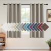 imageHVERSAILTEX Linen Blackout Curtains 45 Inches Long for BedroomLiving Room Thermal Insulated Grommet Linen Curtain Drapes Primitive Textured Burlap Effect Window Drapes 1 Panel  Heather Aegean BlueHeather Taupe