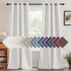 imageHVERSAILTEX Linen Blackout Curtains 45 Inches Long for BedroomLiving Room Thermal Insulated Grommet Linen Curtain Drapes Primitive Textured Burlap Effect Window Drapes 1 Panel  Heather Aegean BlueHeather Pure White