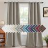 imageHVERSAILTEX Linen Blackout Curtains 45 Inches Long for BedroomLiving Room Thermal Insulated Grommet Linen Curtain Drapes Primitive Textured Burlap Effect Window Drapes 1 Panel  Heather Aegean BlueHeather Taupe