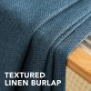 imageHVERSAILTEX Linen Blackout Curtains 45 Inches Long for BedroomLiving Room Thermal Insulated Grommet Linen Curtain Drapes Primitive Textured Burlap Effect Window Drapes 1 Panel  Heather Aegean BlueHeather Navy