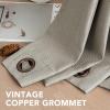 imageHVERSAILTEX Linen Blackout Curtains 45 Inches Long for BedroomLiving Room Thermal Insulated Grommet Linen Curtain Drapes Primitive Textured Burlap Effect Window Drapes 1 Panel  Heather Aegean BlueHeather Taupe