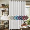 imageHVERSAILTEX Linen Blackout Curtains 45 Inches Long for BedroomLiving Room Thermal Insulated Grommet Linen Curtain Drapes Primitive Textured Burlap Effect Window Drapes 1 Panel  Heather Aegean BlueHeather Pure White