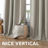 imageHVERSAILTEX Linen Blackout Curtains 45 Inches Long for BedroomLiving Room Thermal Insulated Grommet Linen Curtain Drapes Primitive Textured Burlap Effect Window Drapes 1 Panel  Heather Aegean BlueHeather Taupe