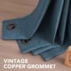 imageHVERSAILTEX Linen Blackout Curtains 45 Inches Long for BedroomLiving Room Thermal Insulated Grommet Linen Curtain Drapes Primitive Textured Burlap Effect Window Drapes 1 Panel  Heather Aegean BlueHeather Navy