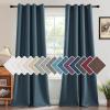 imageHVERSAILTEX Linen Blackout Curtains 45 Inches Long for BedroomLiving Room Thermal Insulated Grommet Linen Curtain Drapes Primitive Textured Burlap Effect Window Drapes 1 Panel  Heather Aegean BlueHeather Navy