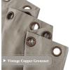 imageHVERSAILTEX Linen Blackout Curtains 45 Inches Long for BedroomLiving Room Thermal Insulated Grommet Linen Curtain Drapes Primitive Textured Burlap Effect Window Drapes 1 Panel  Heather Aegean BlueHeather Taupe