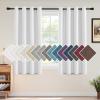 imageHVERSAILTEX Linen Blackout Curtains 45 Inches Long for BedroomLiving Room Thermal Insulated Grommet Linen Curtain Drapes Primitive Textured Burlap Effect Window Drapes 1 Panel  Heather Aegean BlueHeather Pure White