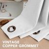 imageHVERSAILTEX Linen Blackout Curtains 45 Inches Long for BedroomLiving Room Thermal Insulated Grommet Linen Curtain Drapes Primitive Textured Burlap Effect Window Drapes 1 Panel  Heather Aegean BlueHeather Pure White