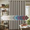 imageHVERSAILTEX Linen Blackout Curtains 45 Inches Long for BedroomLiving Room Thermal Insulated Grommet Linen Curtain Drapes Primitive Textured Burlap Effect Window Drapes 1 Panel  Heather Aegean BlueHeather Taupe