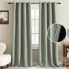 imageHVERSAILTEX Room Darkening Linen Curtain for BedroomLiving Room Extra Wide Blackout Curtains 100 x 84 Inches for Patio Glass Door Primitive Textured Thick Linen Burlap Fabric Heather Aegean Blue95 Blackout Heather Sage