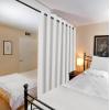 imageHVERSAILTEX Room Darkening Linen Curtain for BedroomLiving Room Extra Wide Blackout Curtains 100 x 84 Inches for Patio Glass Door Primitive Textured Thick Linen Burlap Fabric Heather Aegean BlueHeather Pure White